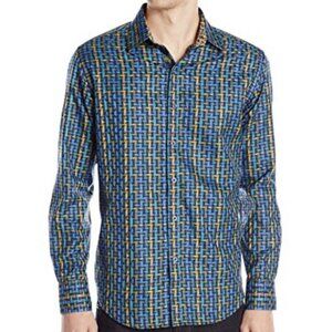 Robert Graham Melrose Abbey Geometric Embroidered Flip Cuff Sportshirt Size XL